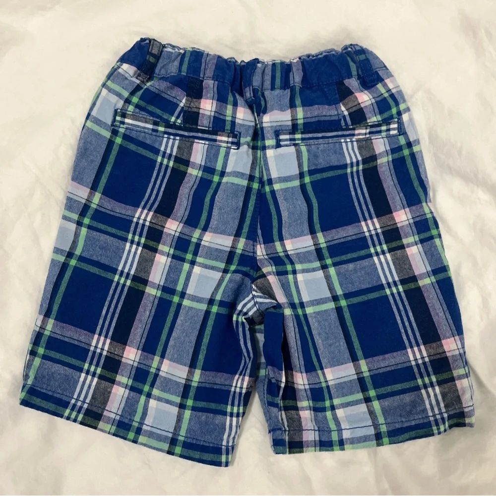 The Children's Place Boy's Shorts Adjustable Waist Blue Plaid‎ Casual Size 4T